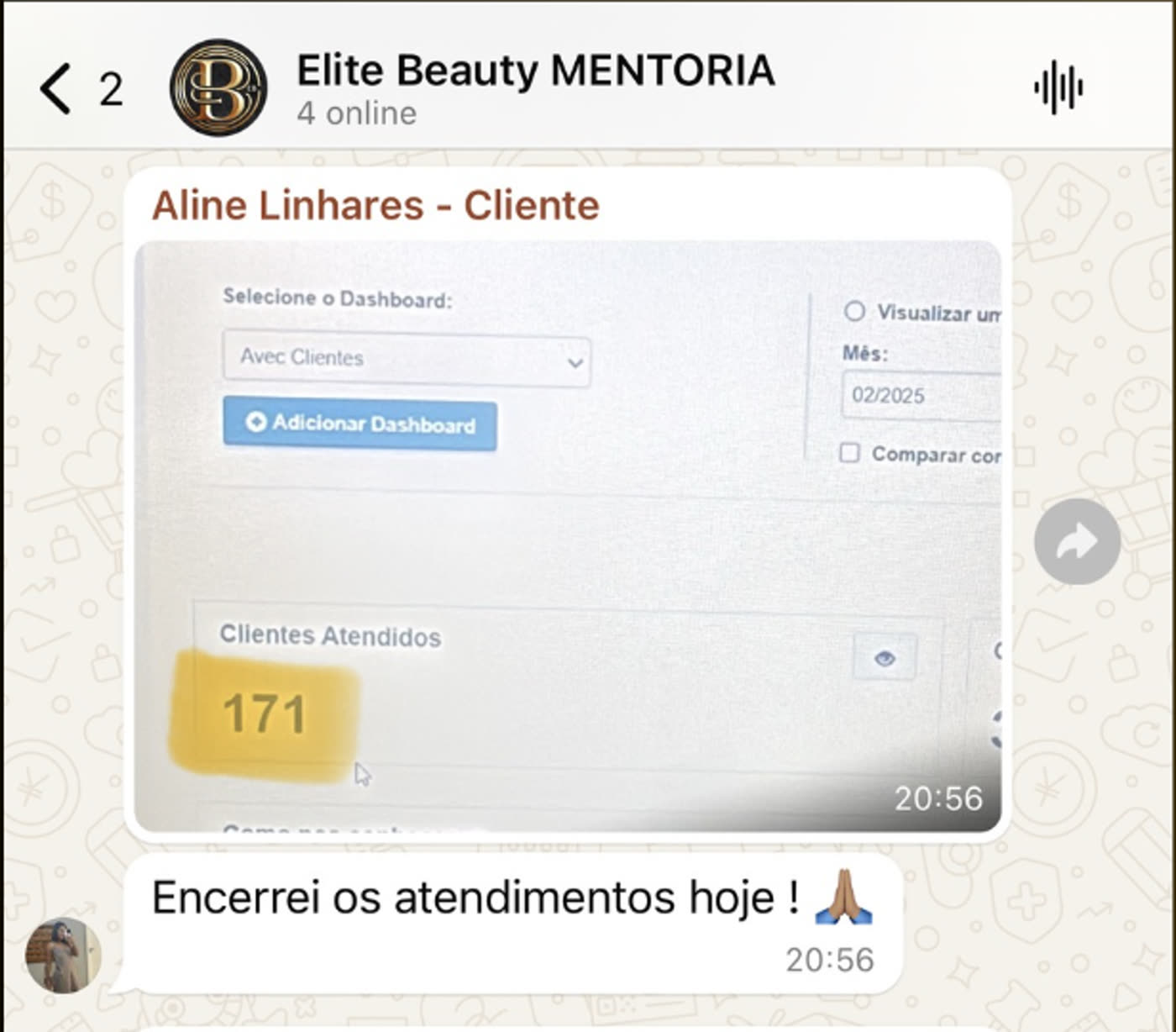 Aline Linhares — 171 clientes atendidos