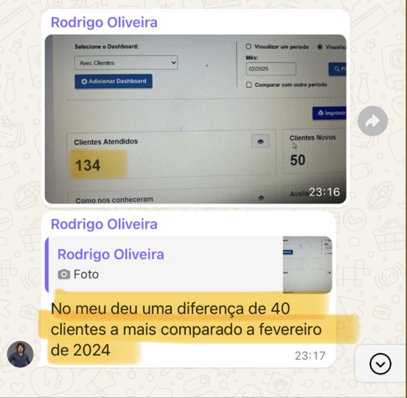 Rodrigo Oliveira — +40 clientes vs ano anterior